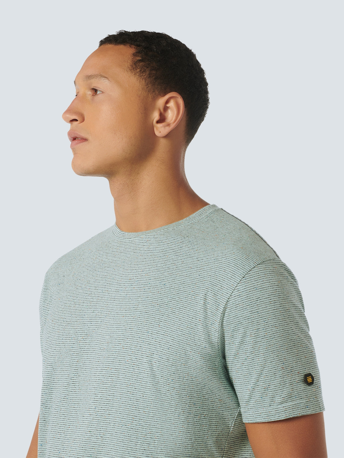 T-Shirt Crewneck Melange With Stripes | Mint