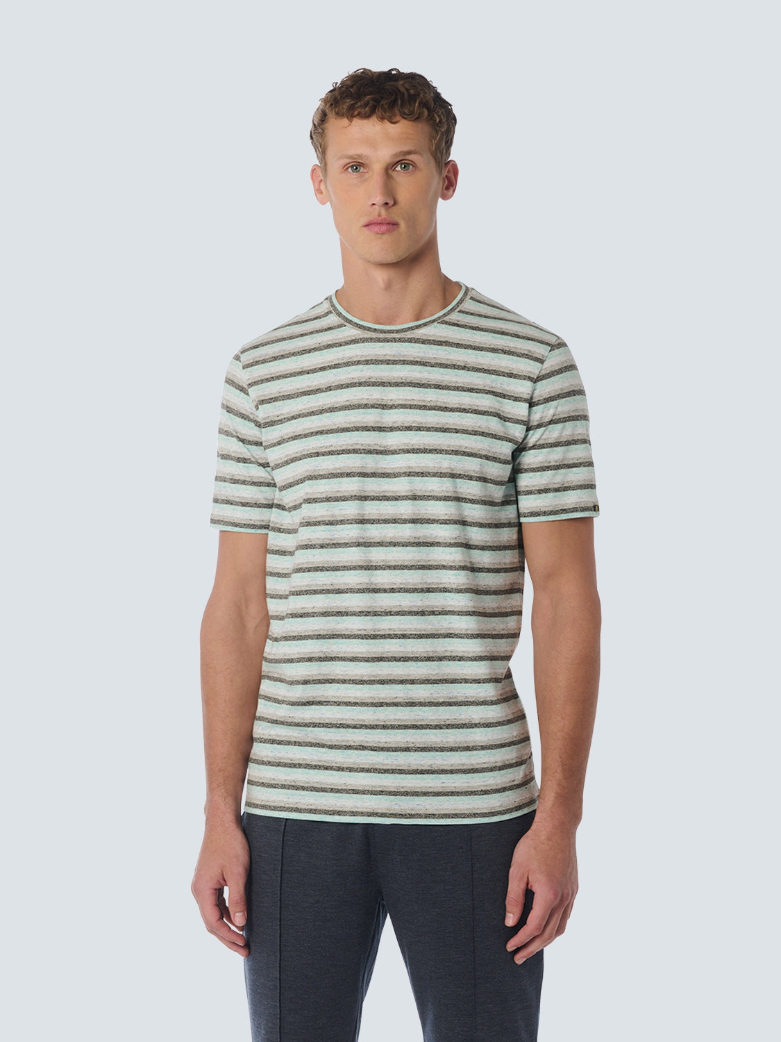 T-Shirt Crewneck Melange Stripes | Aqua