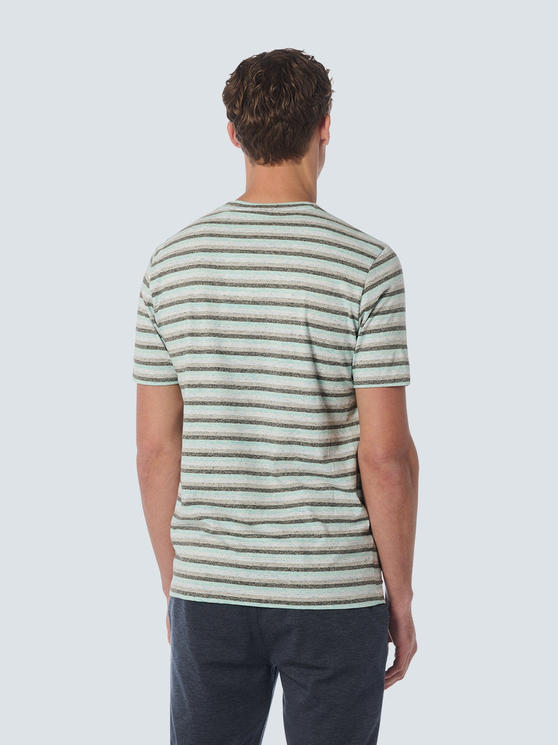 T-Shirt Crewneck Melange Stripes | Aqua
