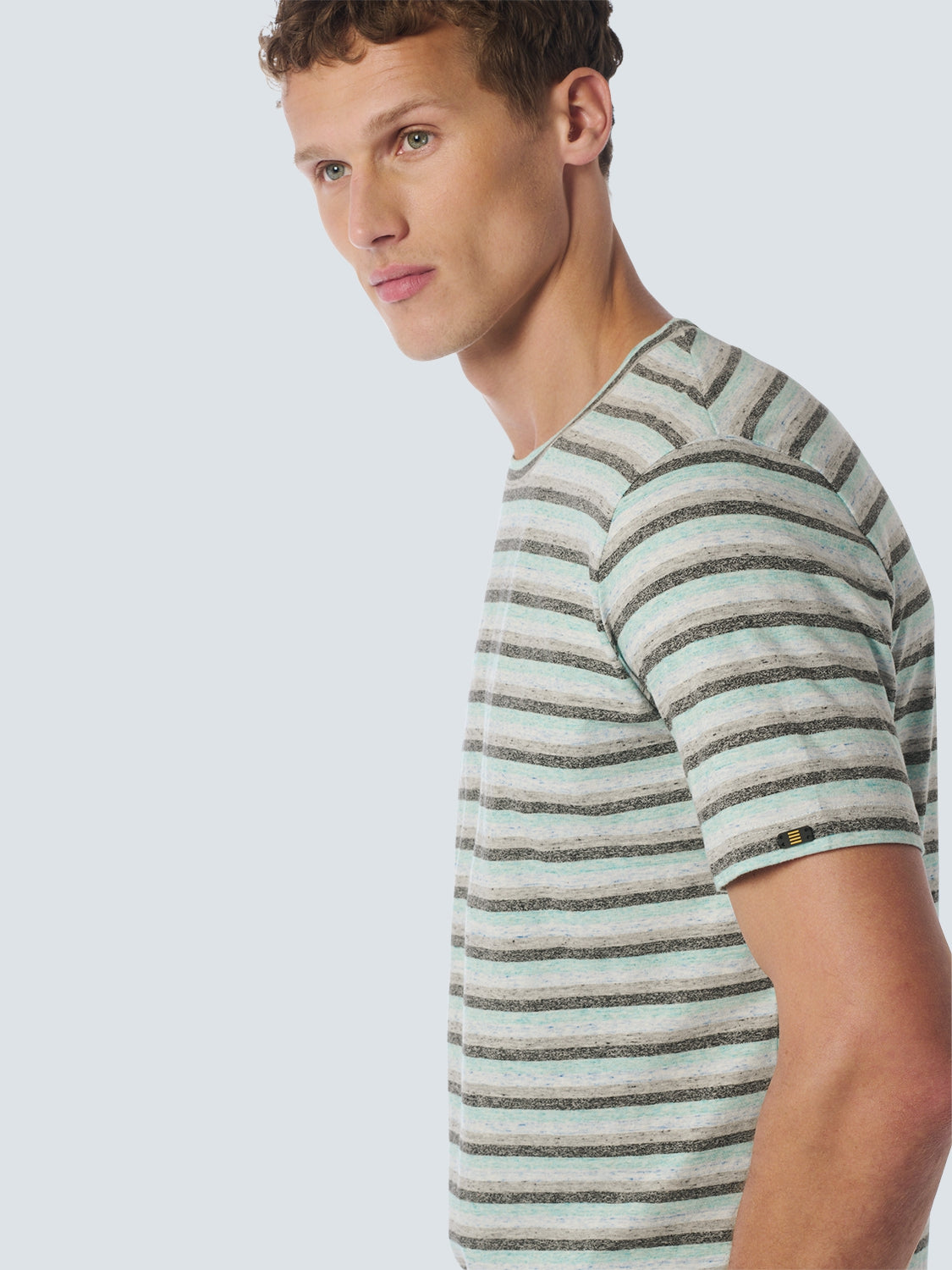 T-Shirt Crewneck Melange Stripes | Aqua