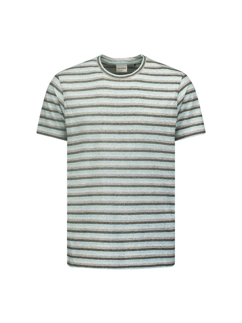 T-Shirt Crewneck Melange Stripes | Aqua