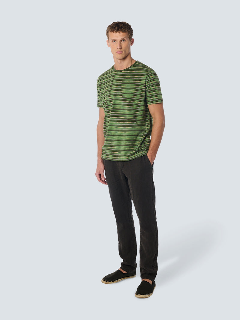 T-Shirt Crewneck Multi Coloured Stripes | Green