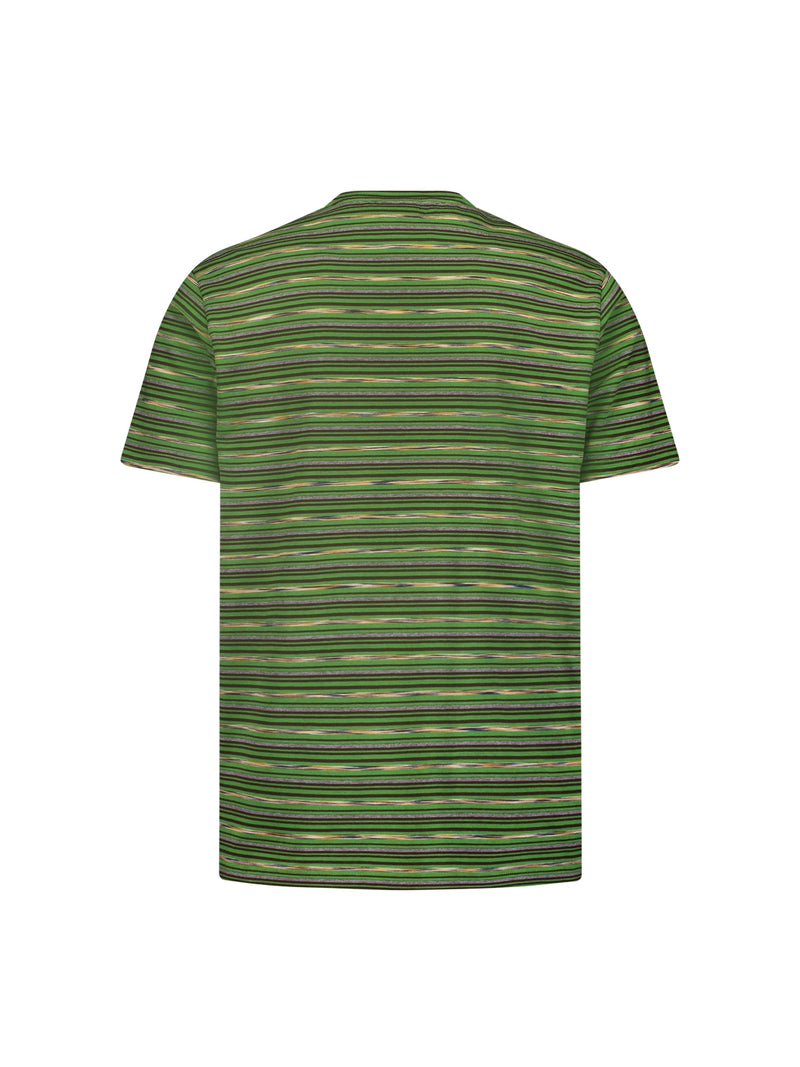 T-Shirt Crewneck Multi Coloured Stripes | Green