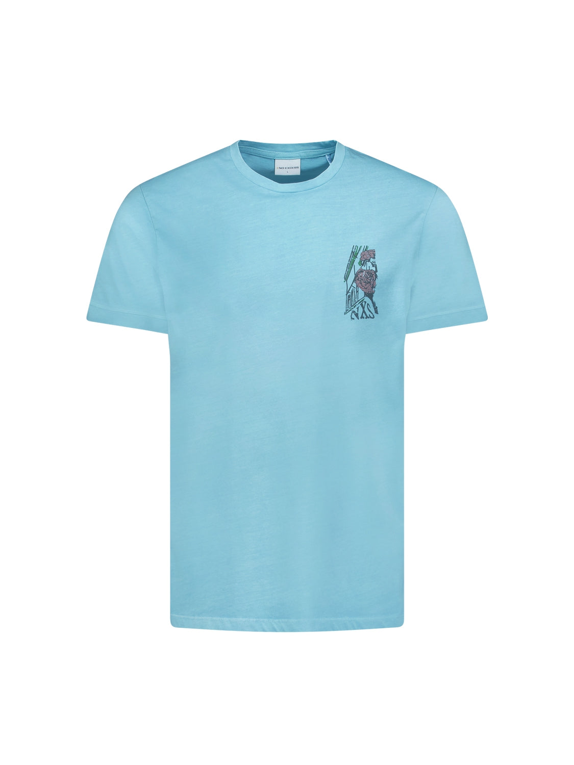 T-Shirt Crewneck Placed Prints Garment Dyed Slub | Aqua