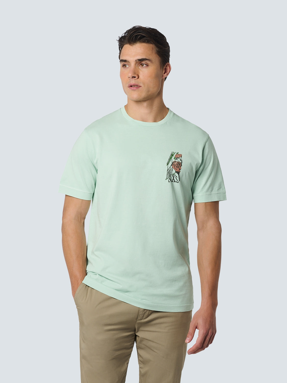 T-Shirt Crewneck Placed Prints Garment Dyed Slub | Mint