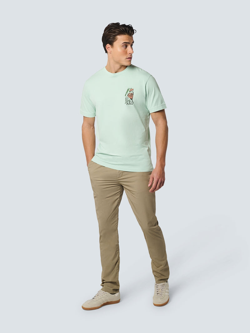 T-Shirt Crewneck Placed Prints Garment Dyed Slub | Mint
