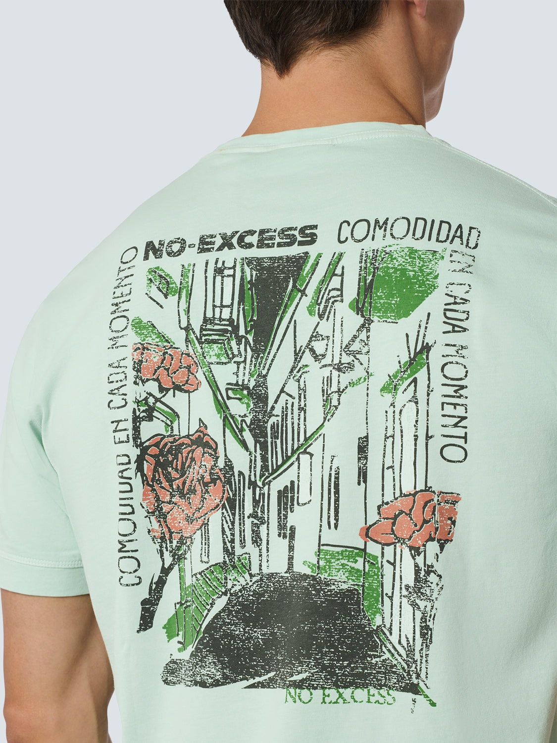 T-Shirt Crewneck Placed Prints Garment Dyed Slub | Mint