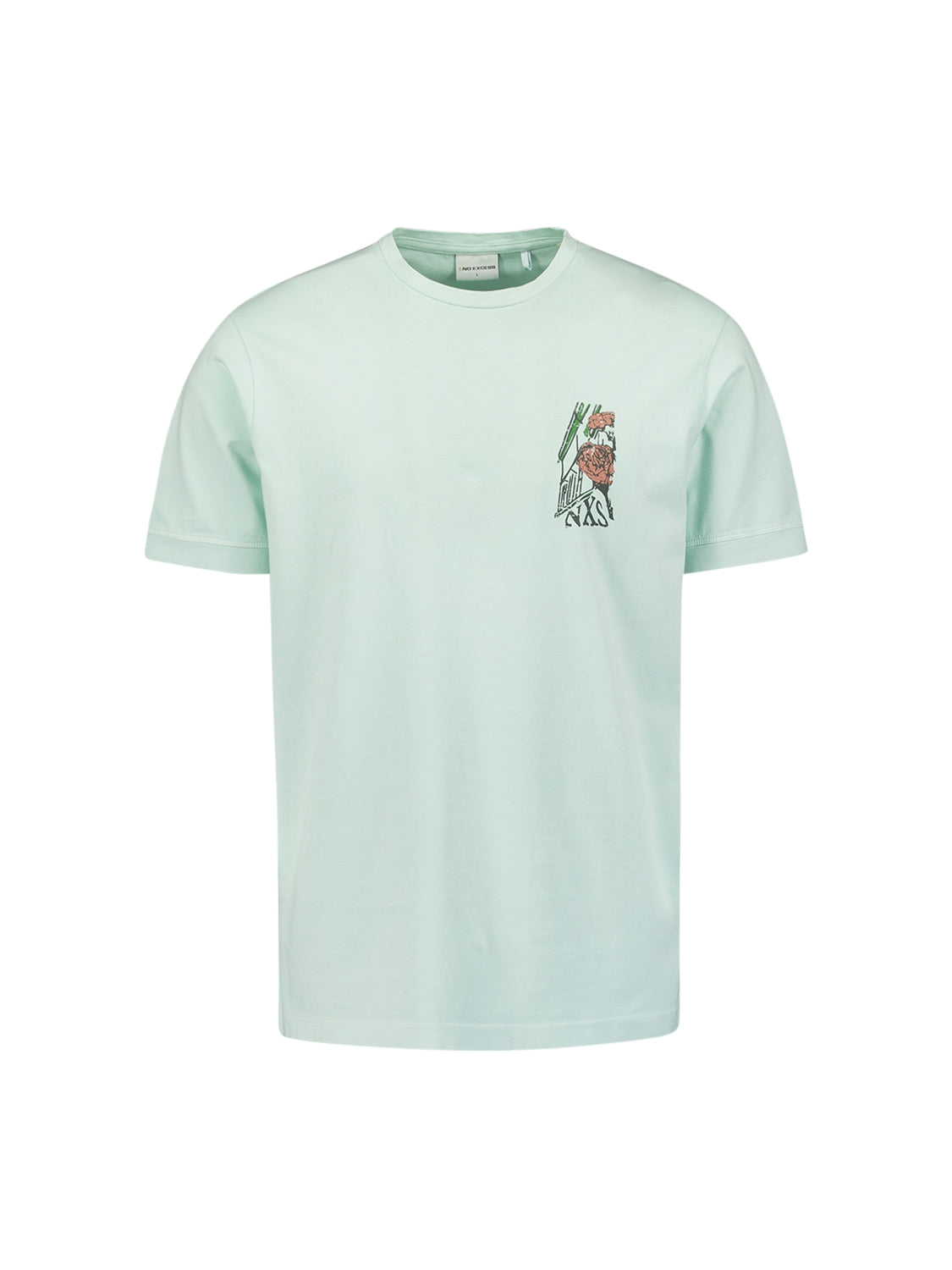 T-Shirt Crewneck Placed Prints Garment Dyed Slub | Mint