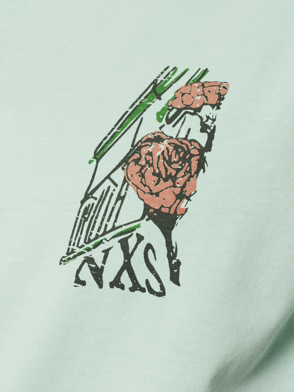 T-Shirt Crewneck Placed Prints Garment Dyed Slub | Mint