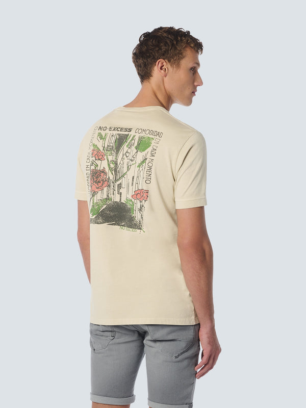 T-Shirt Crewneck Placed Prints Garment Dyed Slub | Cement