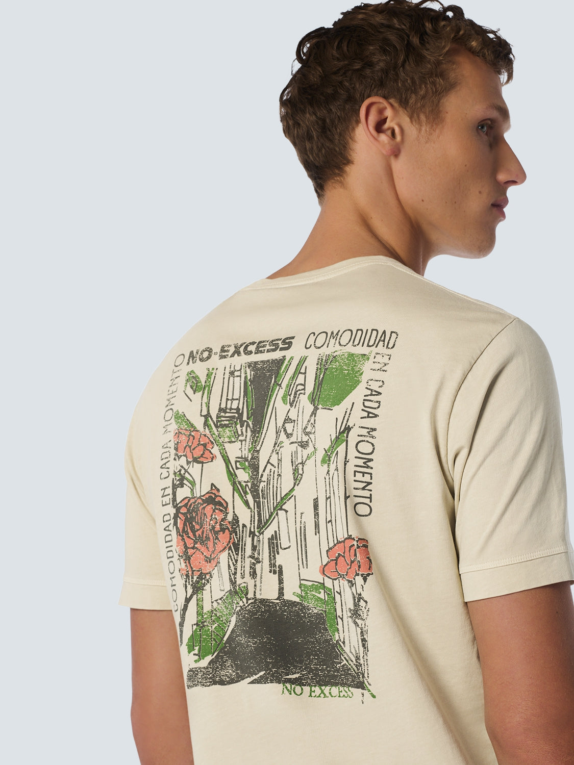 T-Shirt Crewneck Placed Prints Garment Dyed Slub | Cement