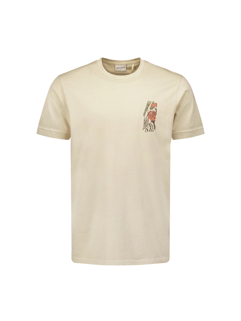 T-Shirt Crewneck Placed Prints Garment Dyed Slub | Cement