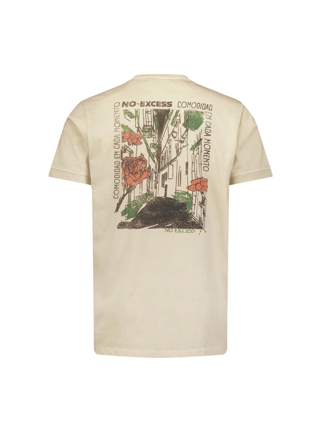 T-Shirt Crewneck Placed Prints Garment Dyed Slub | Cement