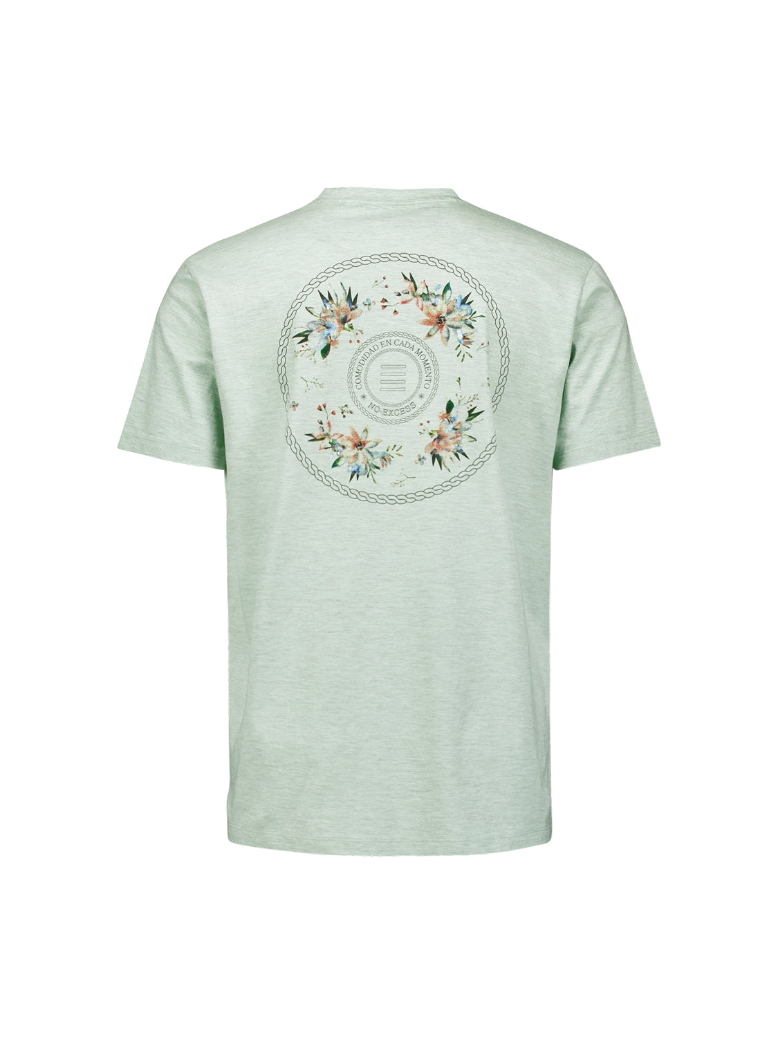 T-Shirt V-Neck Melange Garment Dyed Placed Print | Mint