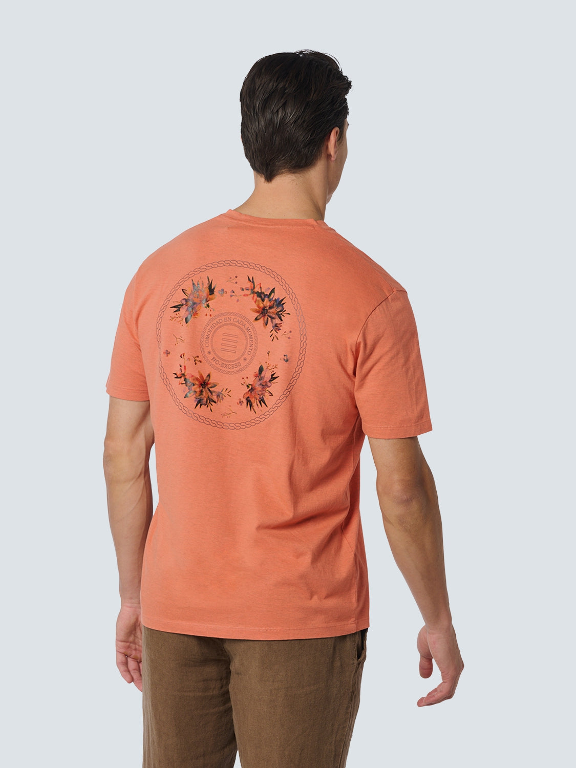 T-Shirt V-Neck Melange Garment Dyed Placed Print | Melon