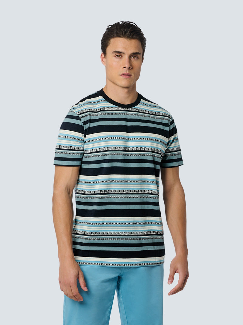 T-Shirt Crewneck Multi Coloured Jacquard | Aqua