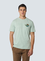 T-Shirt Crewneck Melange Garment Dyed Placed Print | Mint