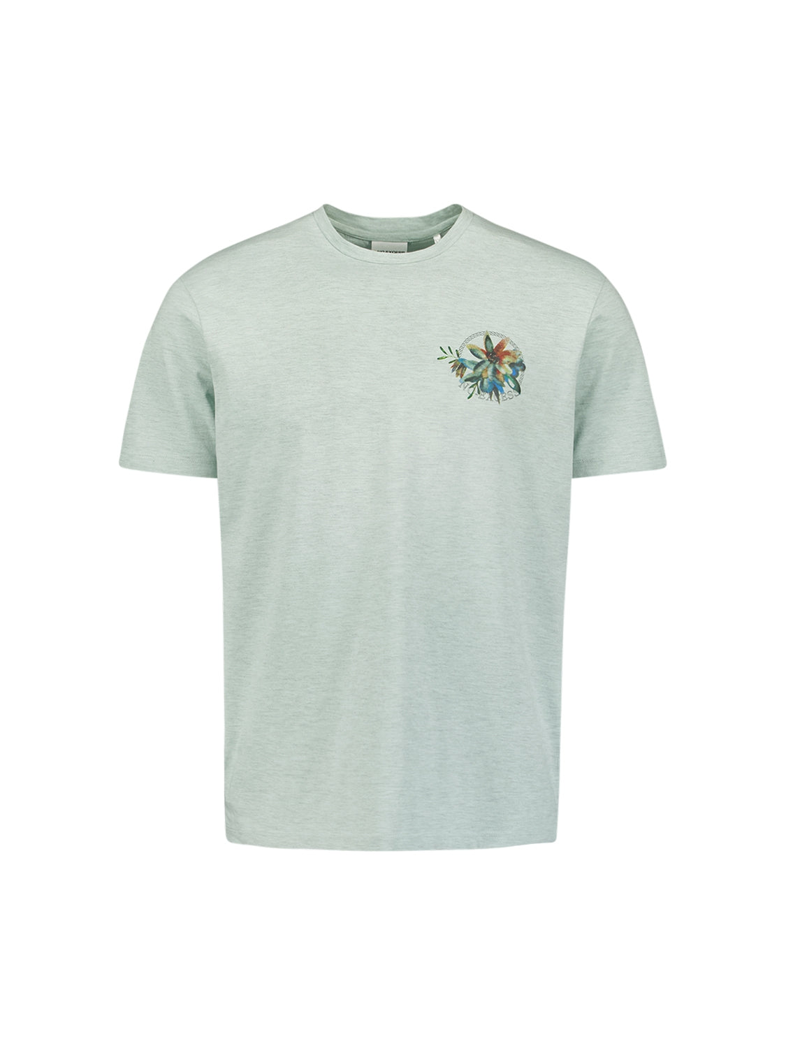T-Shirt Crewneck Melange Garment Dyed Placed Print | Mint