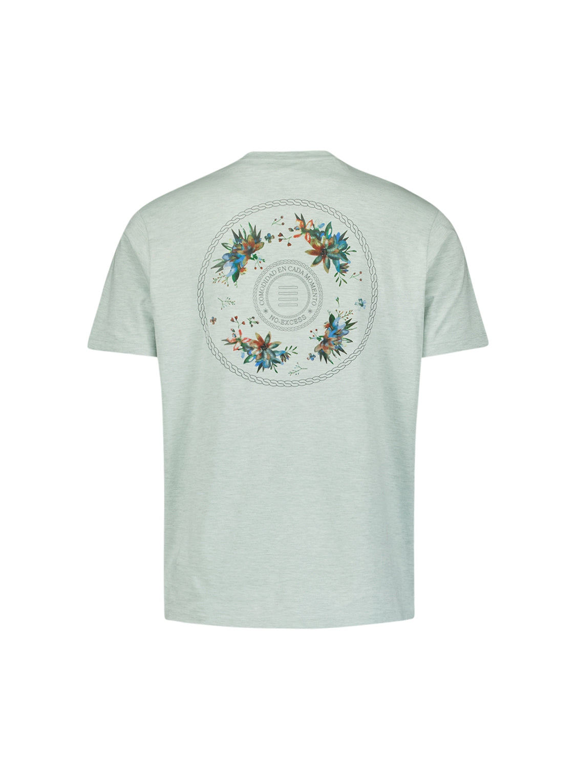 T-Shirt Crewneck Melange Garment Dyed Placed Print | Mint
