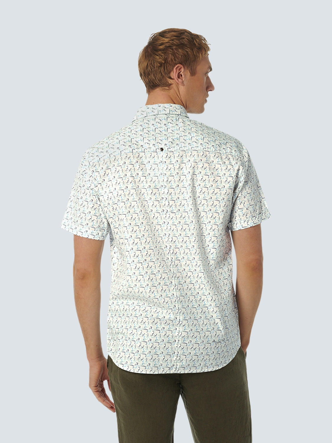Shirt Short Sleeve Stretch Allover Printed | Aqua