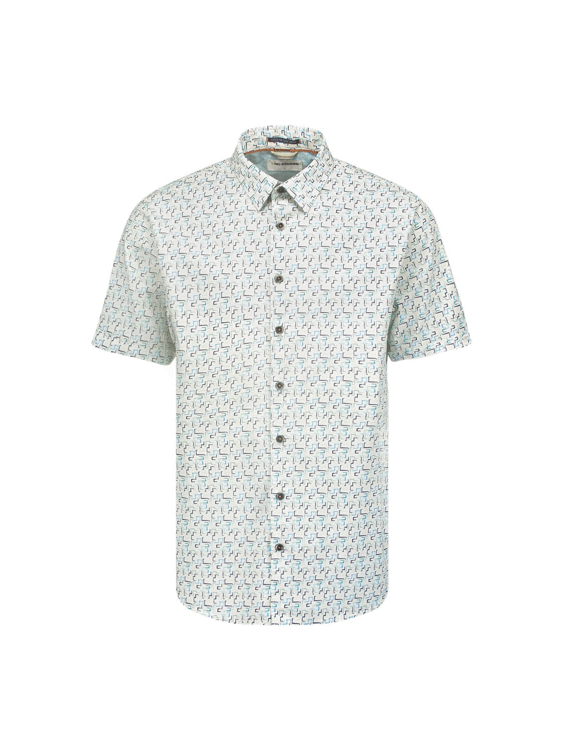 Shirt Short Sleeve Stretch Allover Printed | Aqua