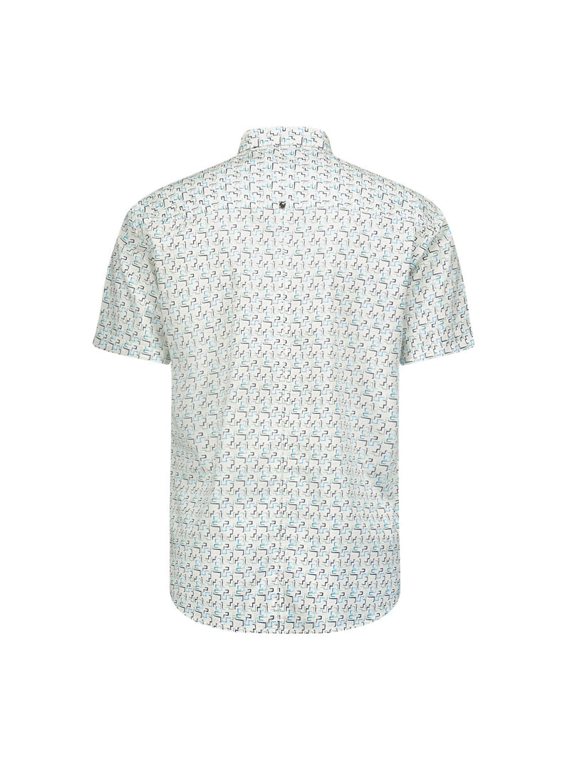Shirt Short Sleeve Stretch Allover Printed | Aqua