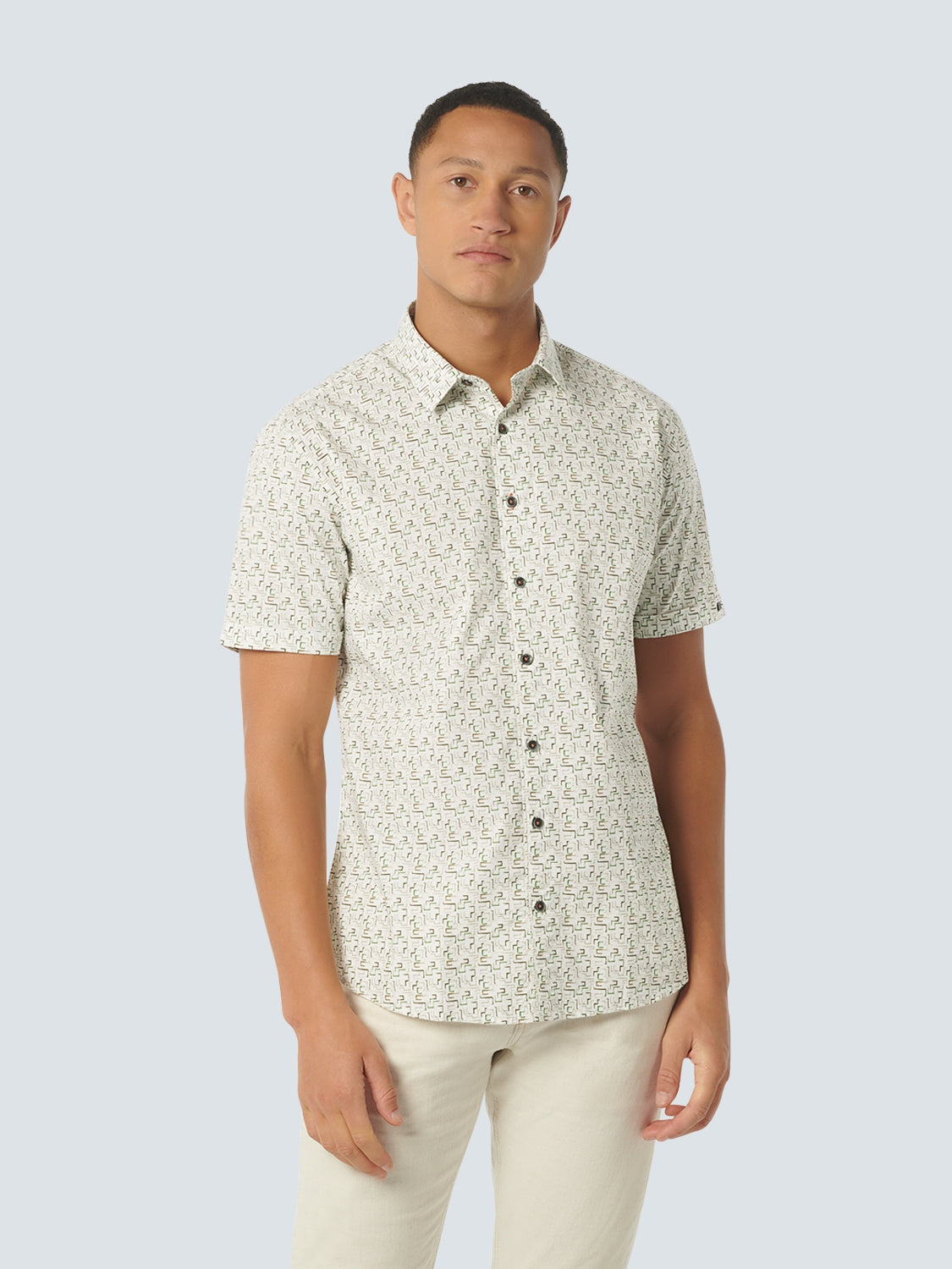 Shirt Short Sleeve Stretch Allover Printed | Green