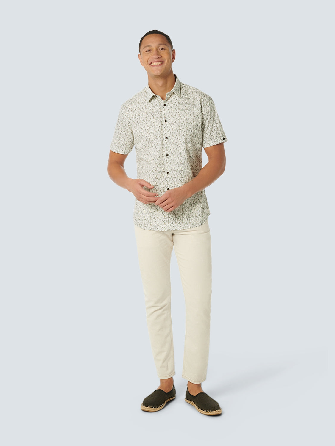 Shirt Short Sleeve Stretch Allover Printed | Green