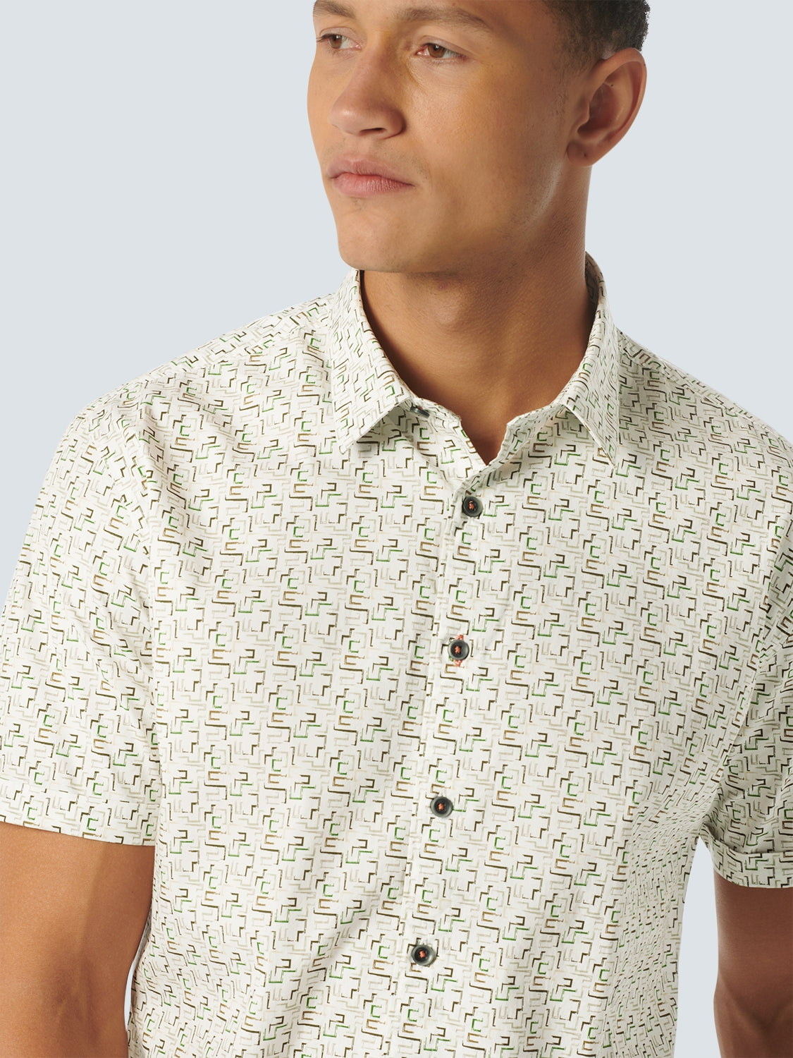 Shirt Short Sleeve Stretch Allover Printed | Green