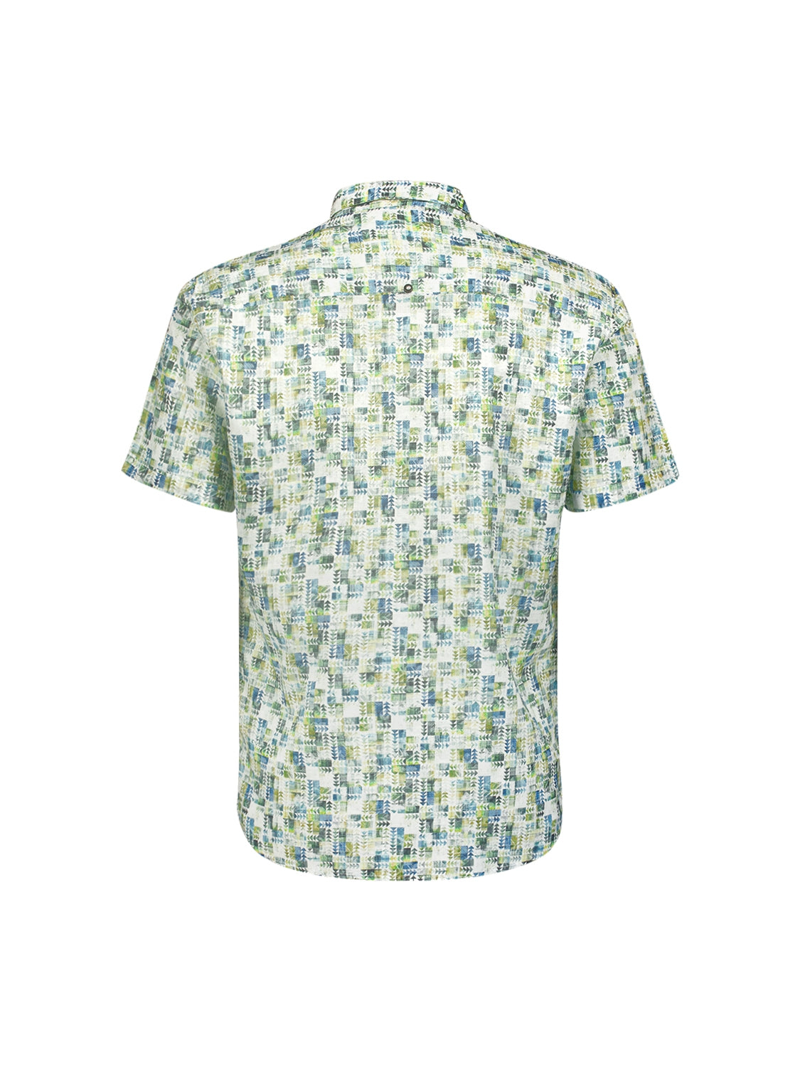Shirt Short Sleeve Allover Printed With Linen | Aqua