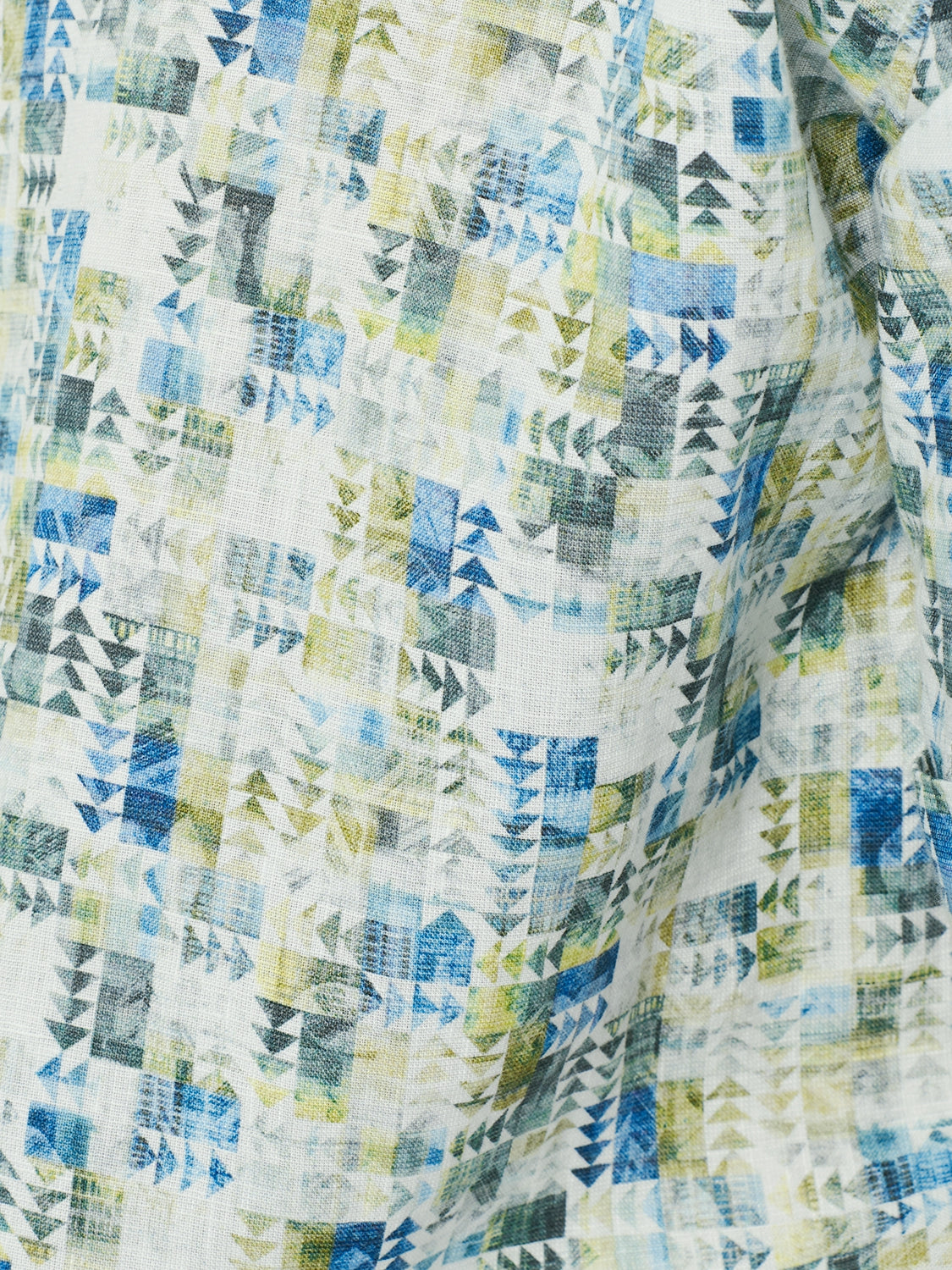 Shirt Short Sleeve Allover Printed With Linen | Aqua