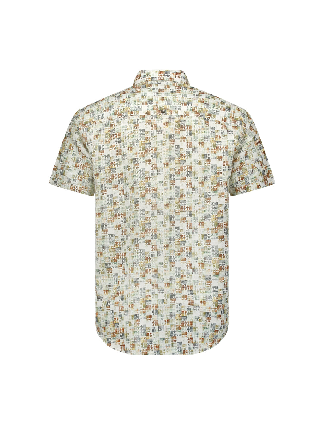 Shirt Short Sleeve Allover Printed With Linen | Green