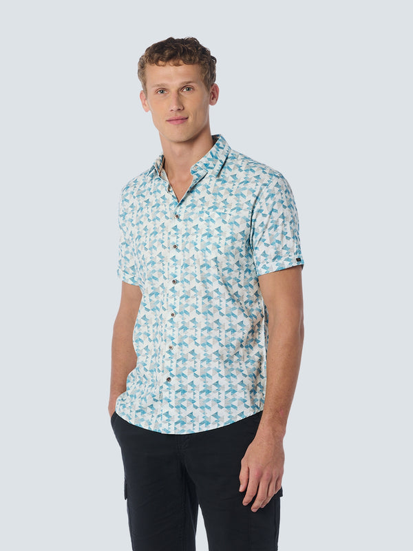 Shirt Short Sleeve Allover Printed | Aqua