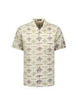 Shirt Short Sleeve Resort Collar Allover Printed With Linen | Cement