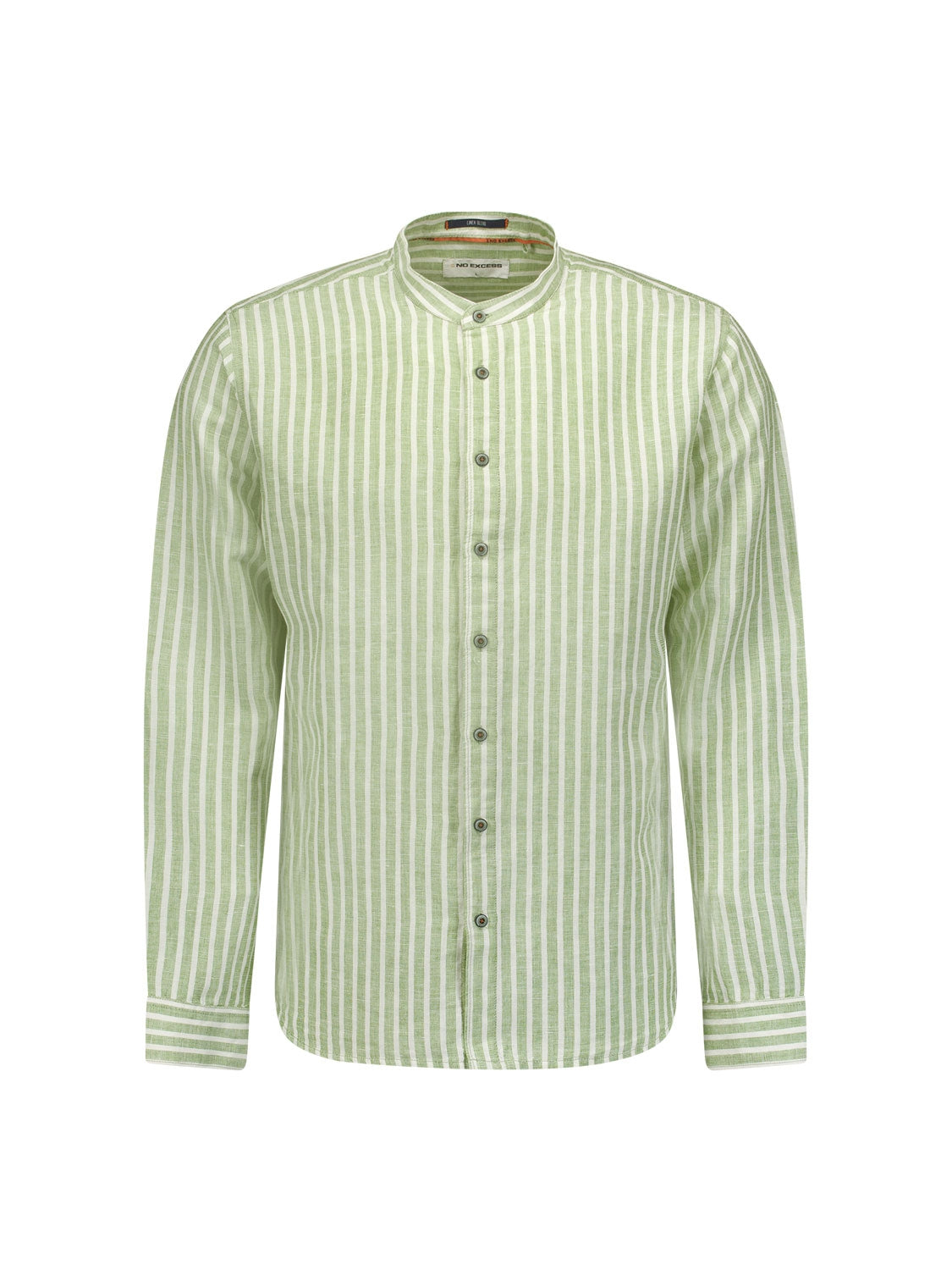 Shirt Granddad Stripe With Linen | Green