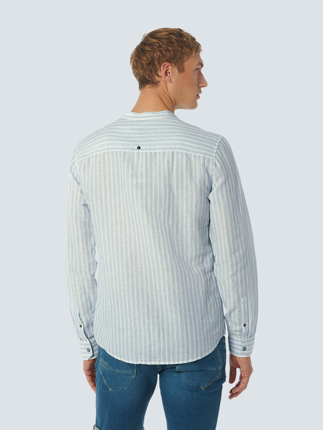 Shirt Granddad Stripe With Linen | Cloud