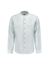Shirt Granddad Stripe With Linen | Cloud