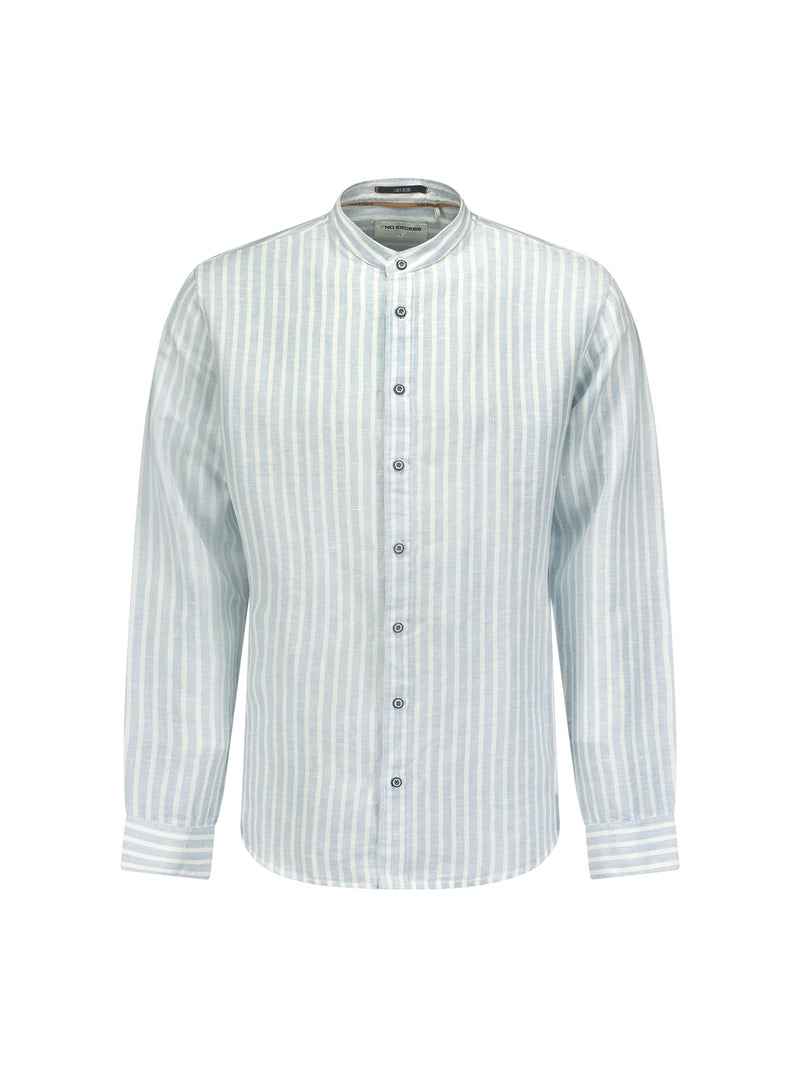 Shirt Granddad Stripe With Linen | Cloud