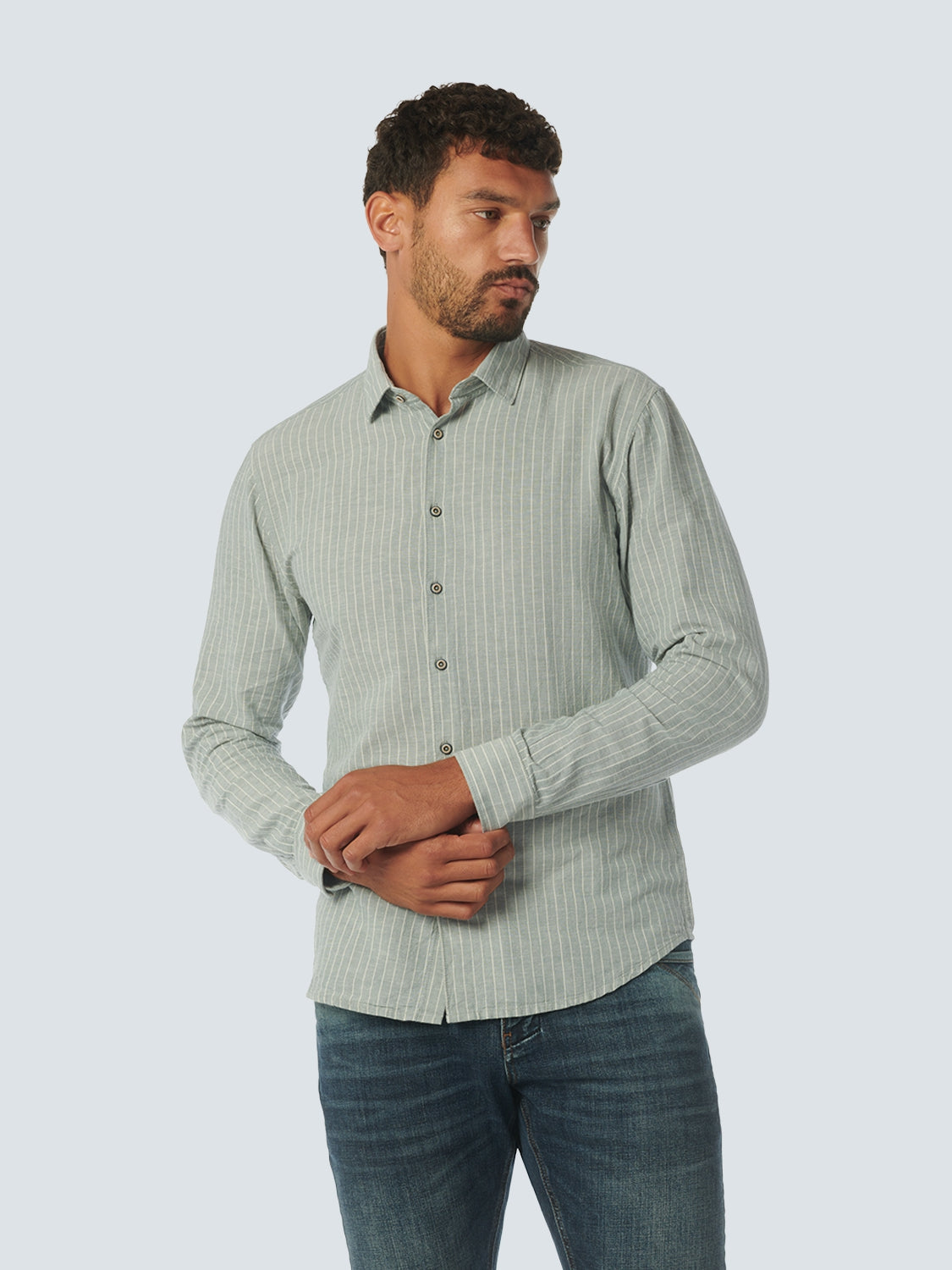 Shirt Stripes With Linen | Zinc