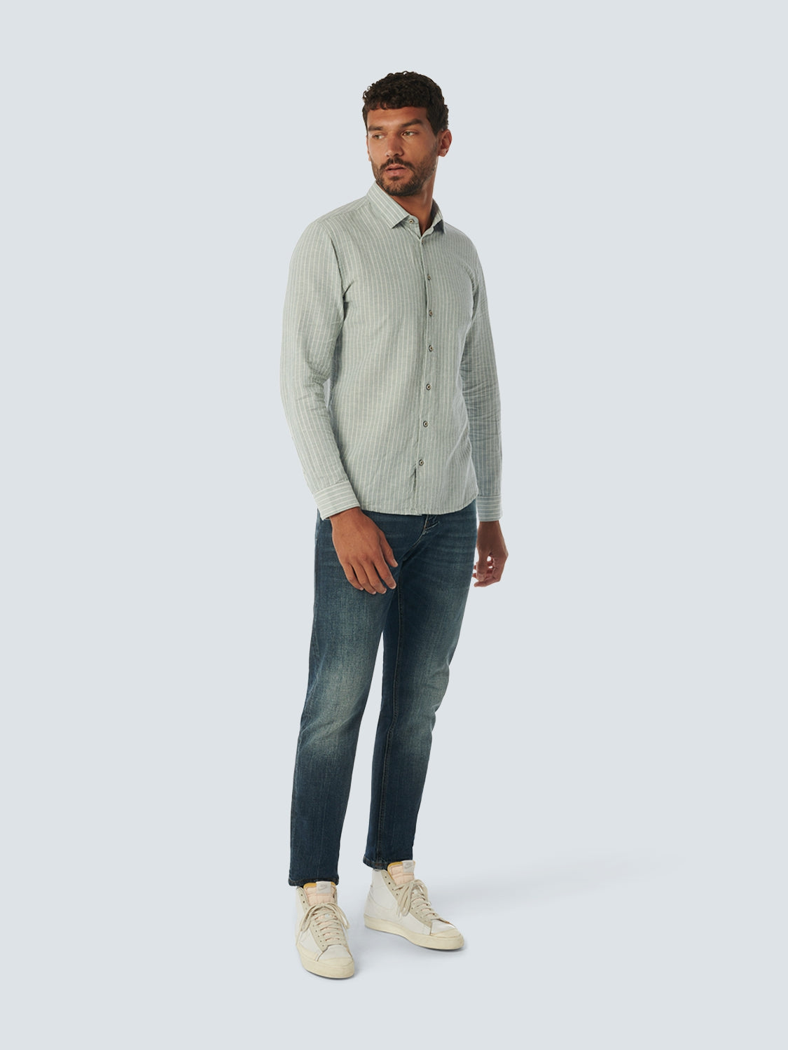 Shirt Stripes With Linen | Zinc