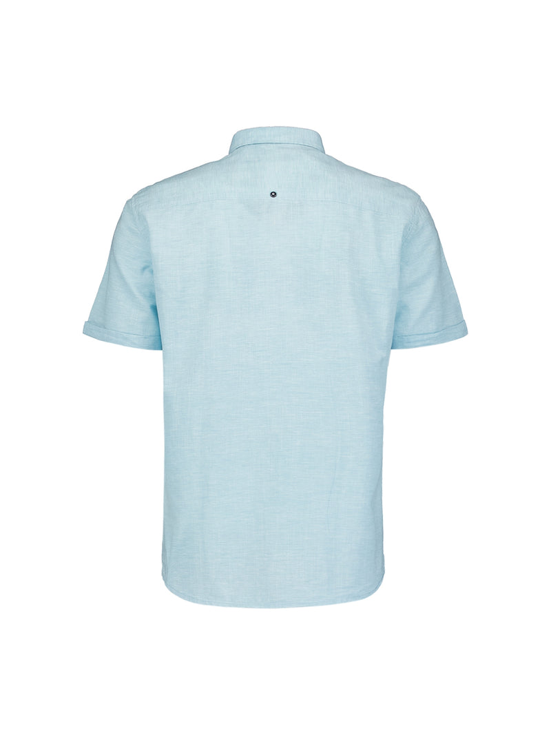 Shirt Short Sleeve 2 Coloured Melange With Linen | Aqua