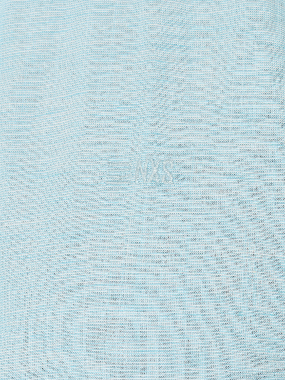 Shirt Short Sleeve 2 Coloured Melange With Linen | Aqua