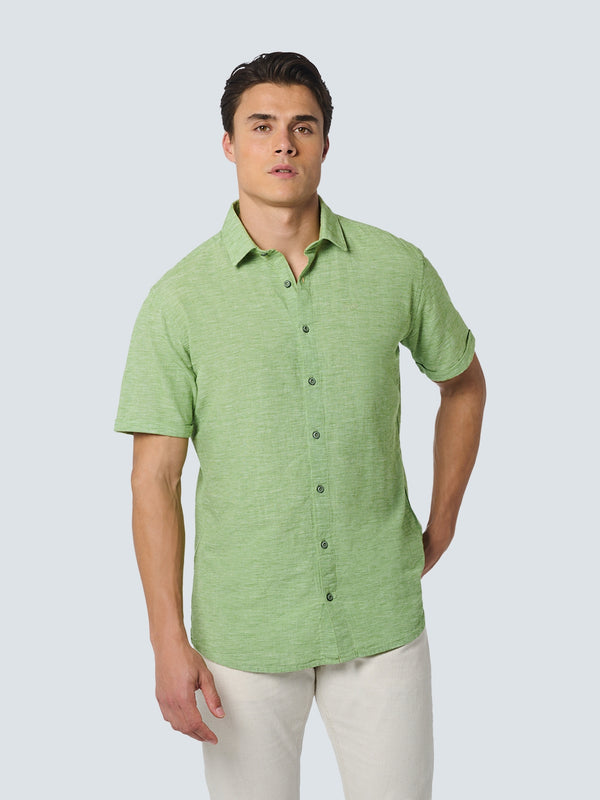 Shirt Short Sleeve 2 Coloured Melange With Linen | Green