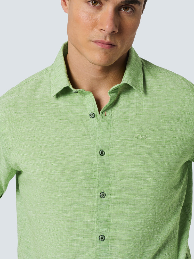 Shirt Short Sleeve 2 Coloured Melange With Linen | Green