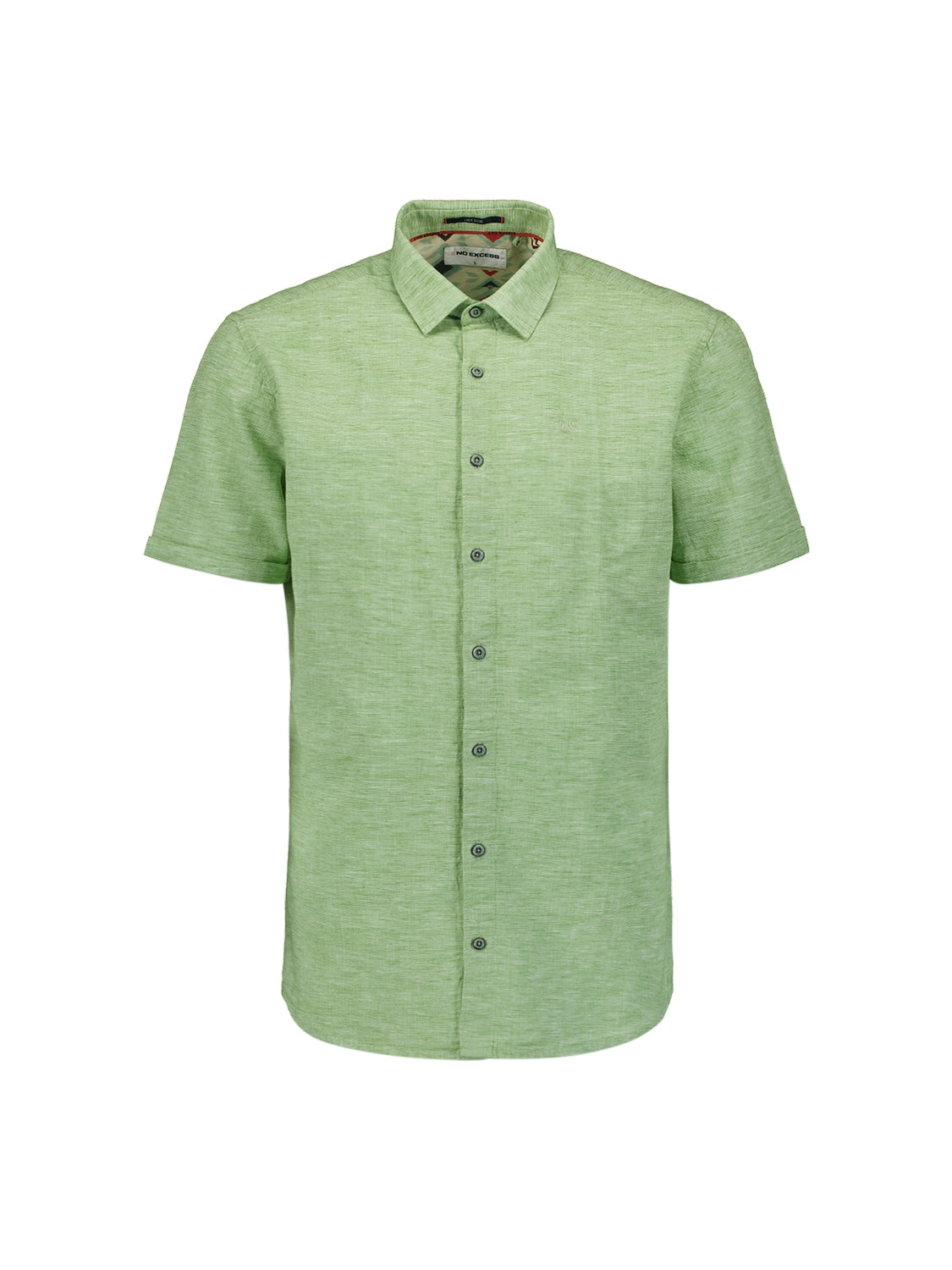 Shirt Short Sleeve 2 Coloured Melange With Linen | Green