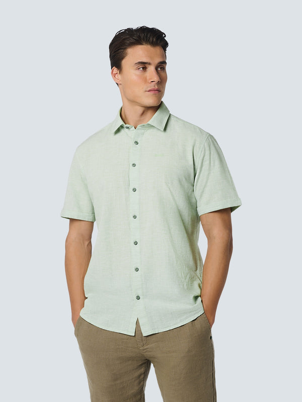 Shirt Short Sleeve 2 Coloured Melange With Linen | Mint