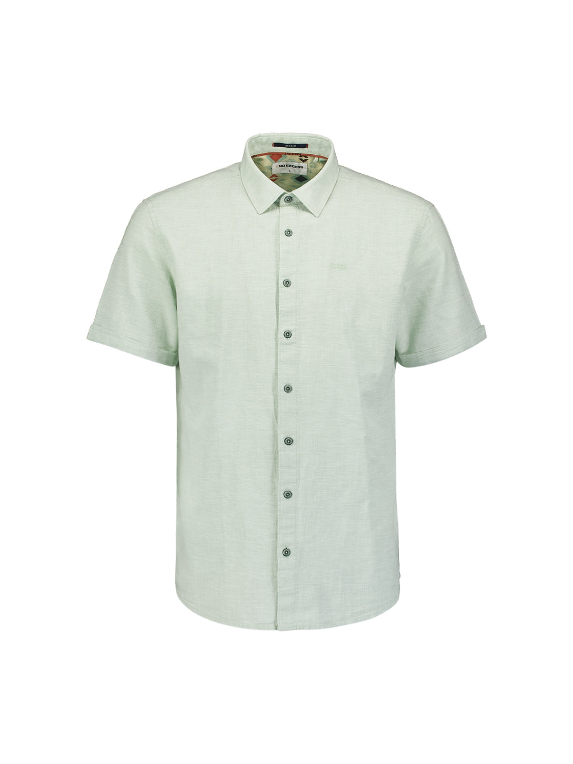 Shirt Short Sleeve 2 Coloured Melange With Linen | Mint