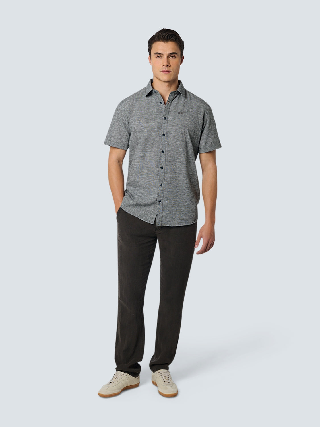 Shirt Short Sleeve 2 Coloured Melange With Linen | Night