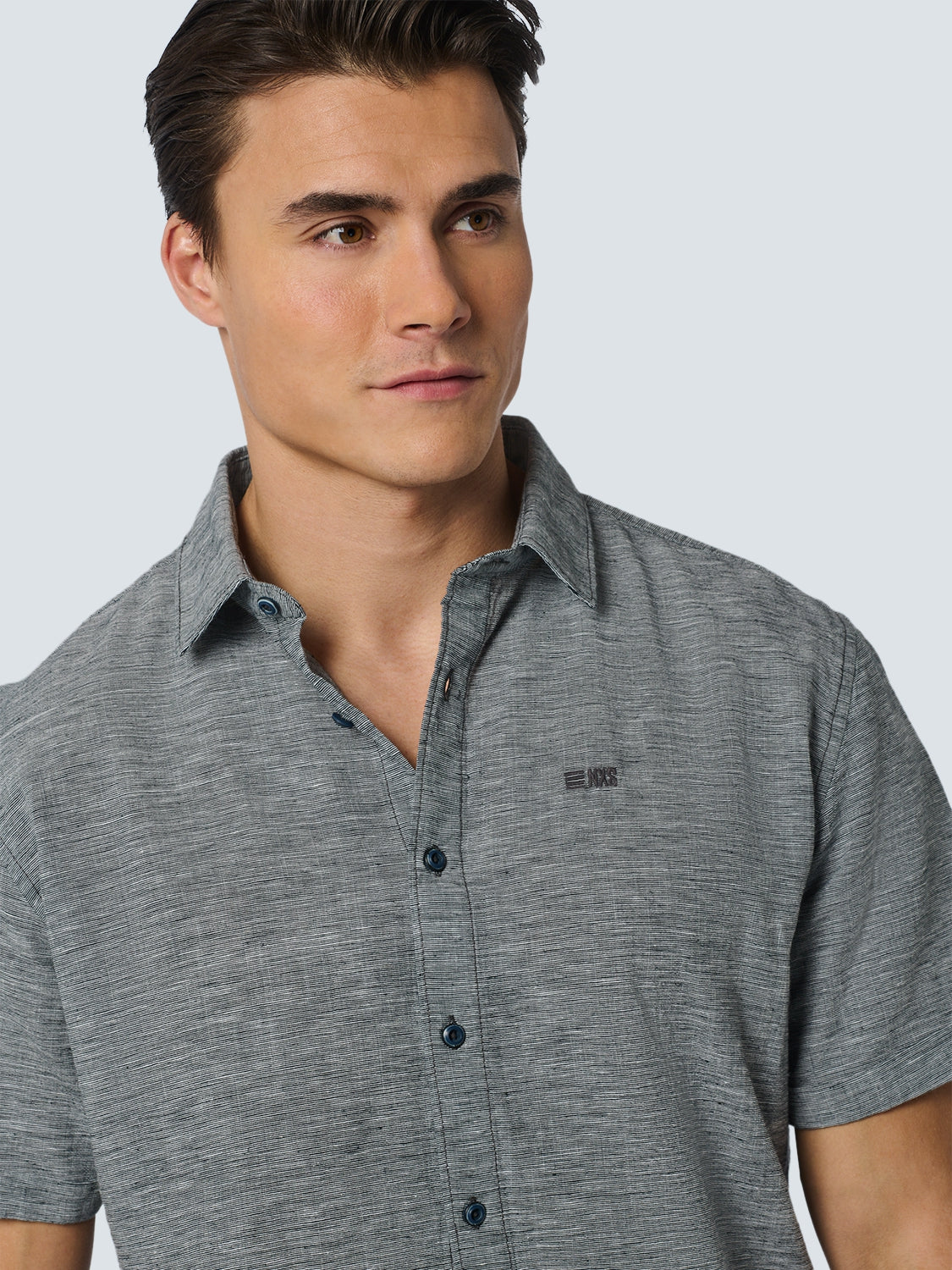 Shirt Short Sleeve 2 Coloured Melange With Linen | Night
