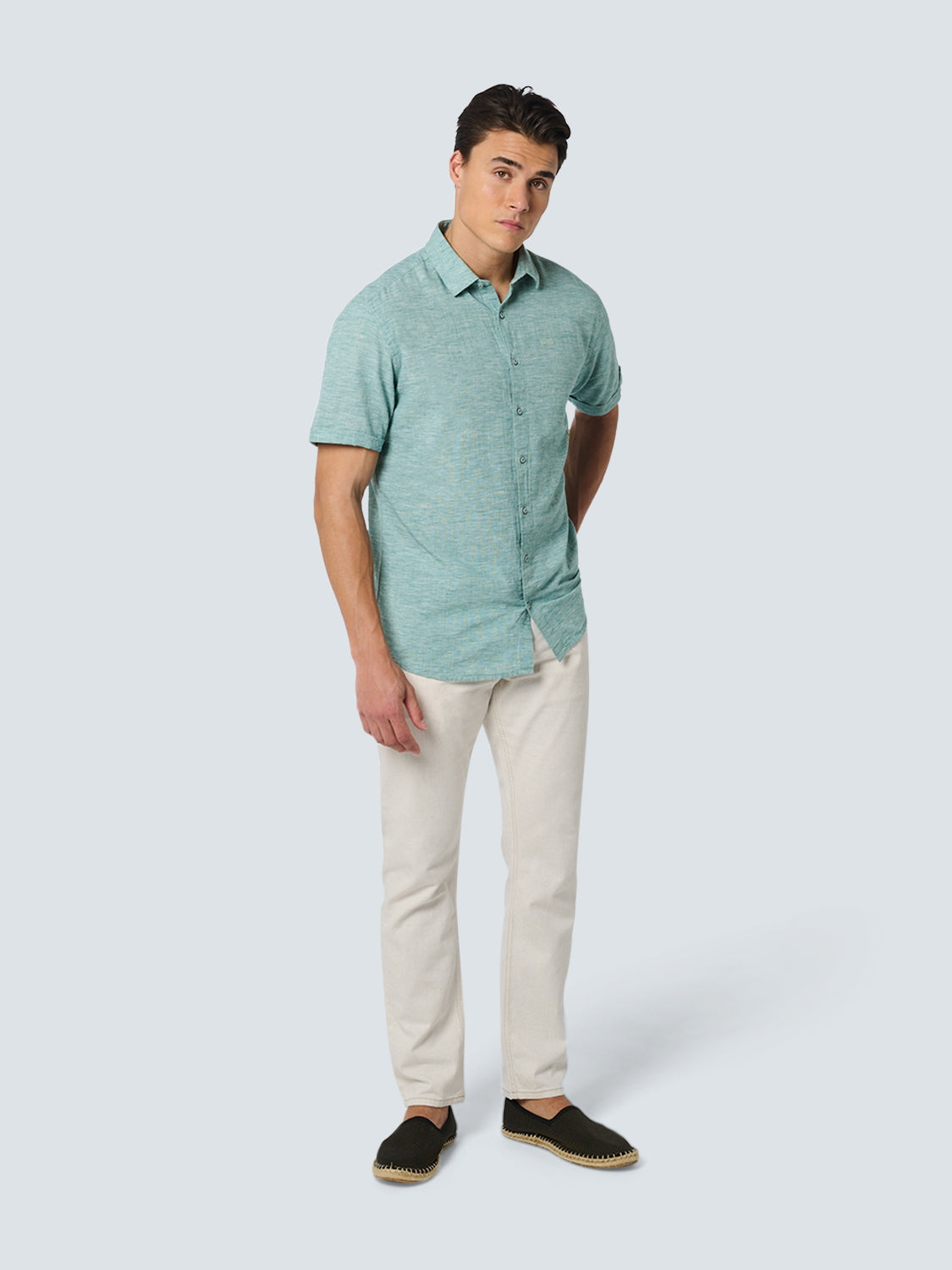 Shirt Short Sleeve 2 Coloured Melange With Linen | Pacific